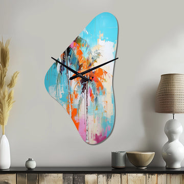Palm Trees Palm VI - Asymmetric Metal Wall Clock